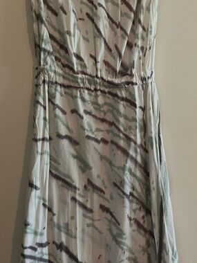 Alternative Light Blue and Green Tie-Dye Maxi Dress